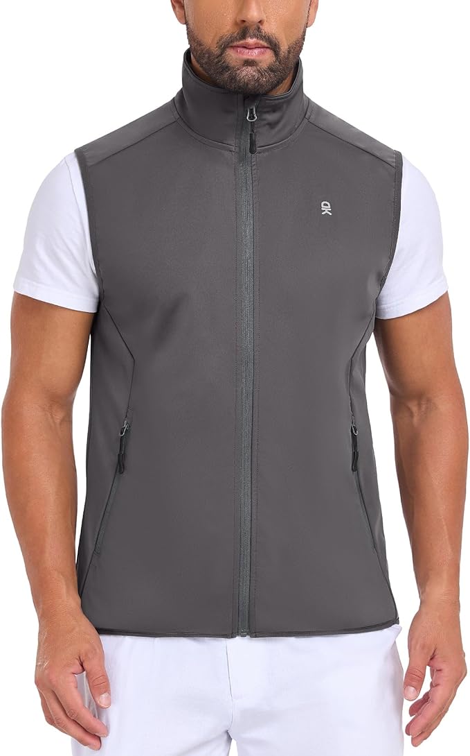 Little Donkey Andy Men's Water-resistant Outerwear Vests, Stretch Windproof Vest for Cycling, Running, Golf