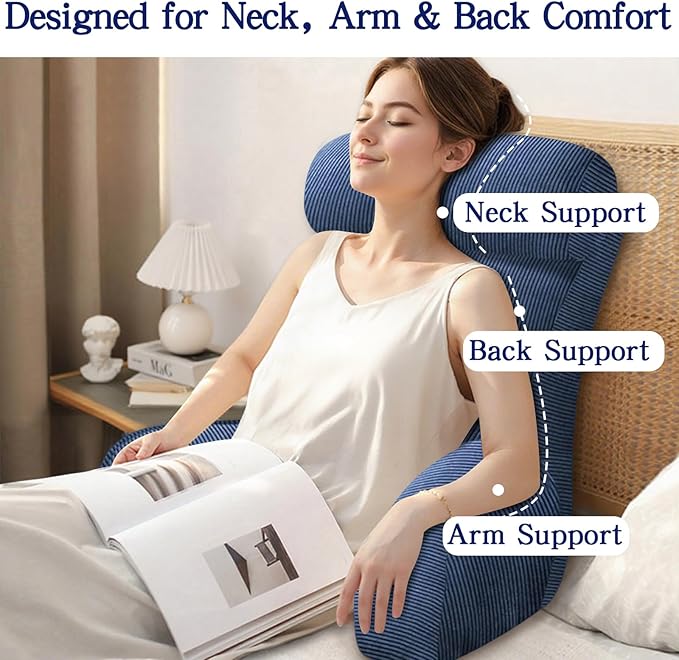 Back Pillow for Bed Sitting Up, Reading Pillow, Extra Large Arm Pillows for Adults for Back Support,Bed Pillow for Sitting up for Watching TV/Gaming/Relaxing