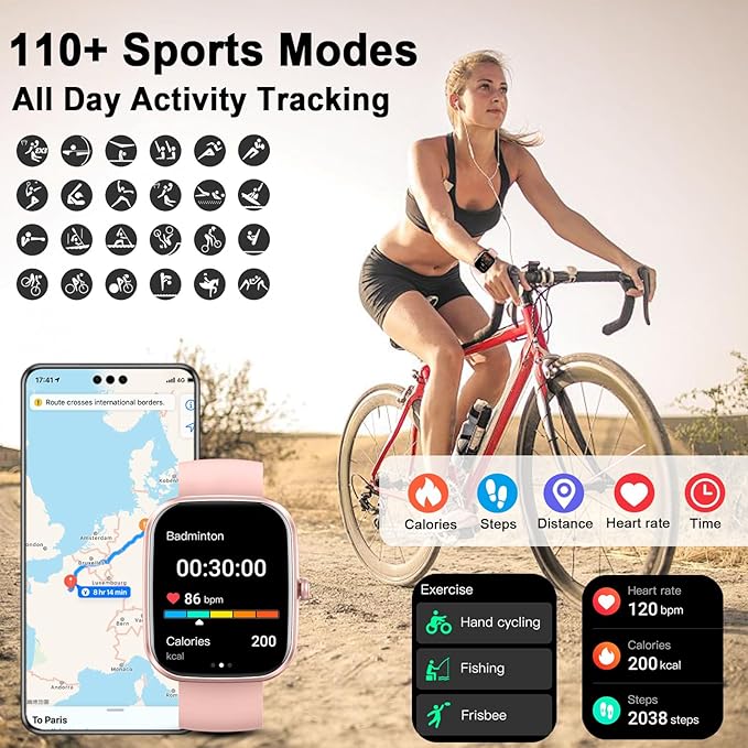 AI Smart Watch with ChatGPT, 1.91" Bluetooth Calling Smartwatch for Men Women, 110+ Fitness Modes Activity Tracker, Heart Rate/Sleep/Calorie Monitor, IP68 Waterproof Step Counter for Android iOS