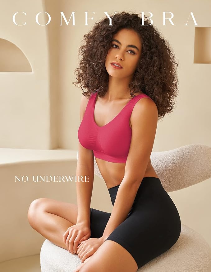 Womens Sports Bras, Yoga Comfort Seamless Stretchy Sports Bra for Women 3 Pack