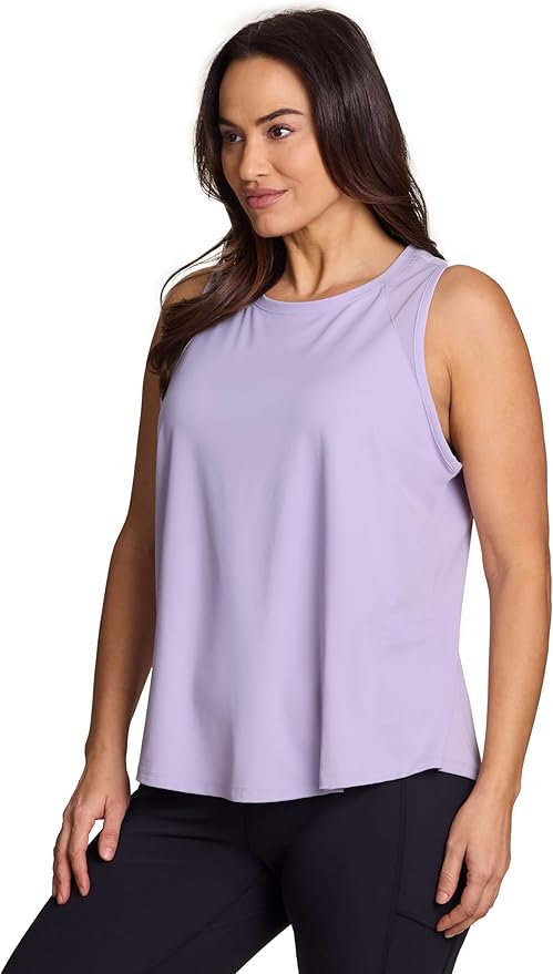 RBX Active Women's Workout Top with Breathable Mesh Panels, Quick Drying Gym Running Tank Top with Plus Sizes