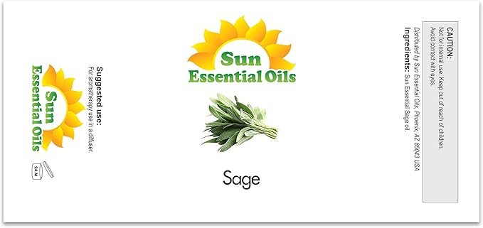 Sun Essential Oils Sage Essential Oil - Sage Aromatherapy Oil (2 Fluid Ounces)