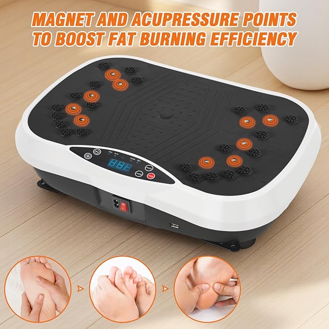 ALSO GO Vibration Plate Exercise Machine, 3 Workout Modes & 120-Level Vibration Platform for Weight Loss/Lymphatic Drainage, 400lbs Capacity Vibration Board with Resistance Bands for Full Body Workout