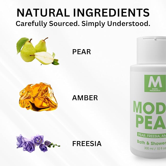 Model Pear Gourmand Body Gel | Pear, Amber, and Freesia Scented | Hydrating, Nourishing, and Refreshing Shower Gel | Scented Spa Products | Premium Body Cream for Clean, Soft Skin