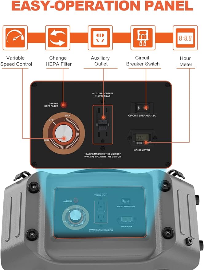 Abestorm Air Scrubber 4 Stage with UV-C Light, HEPA/Activated Carbon Filter, MERV-10 Filter, Industrial Commercial Air Scrubbers Negative Air Machine Cleaner, 550CFM Airflow, V2