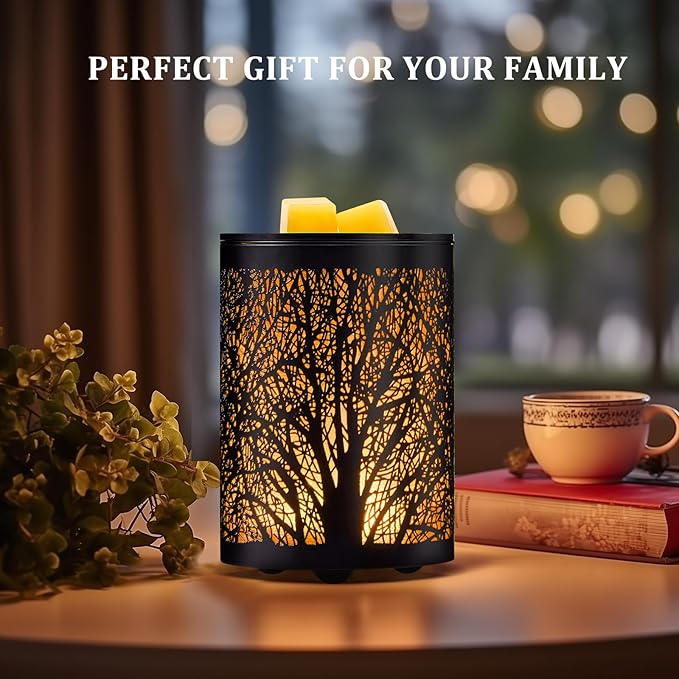 Fragrance Electric Wax Melts Warmer with 7 Colors LED Changing Light Metal Tree Scent Oil Candle Burner for Home Decor