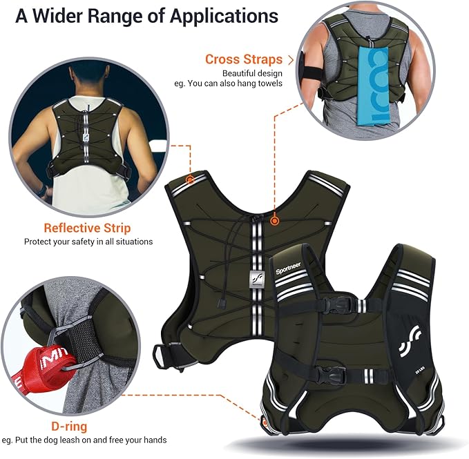 Sportneer Weighted Vest Woman: 8lb/12lb/15lb/20lb/25lb Weight Vest with Detachable Phone Bag, Adjustable Women Weighted Vest Rucking Vest for Walking Strength Training Muscle Building Weight Loss