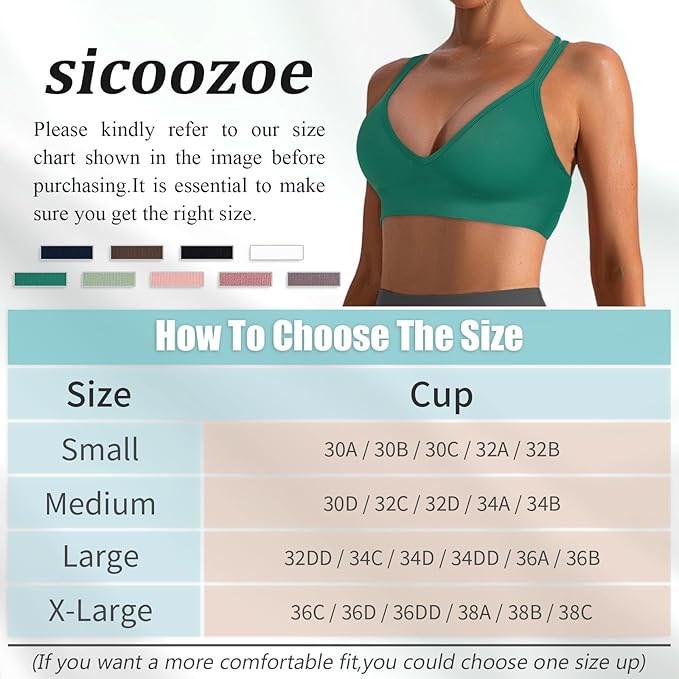 Sports Bra for Women V-Neck Strappy Criss Cross Yoga Bra Padded Medium Support Workout Gym Athletic Fitness Bras 3 Pack