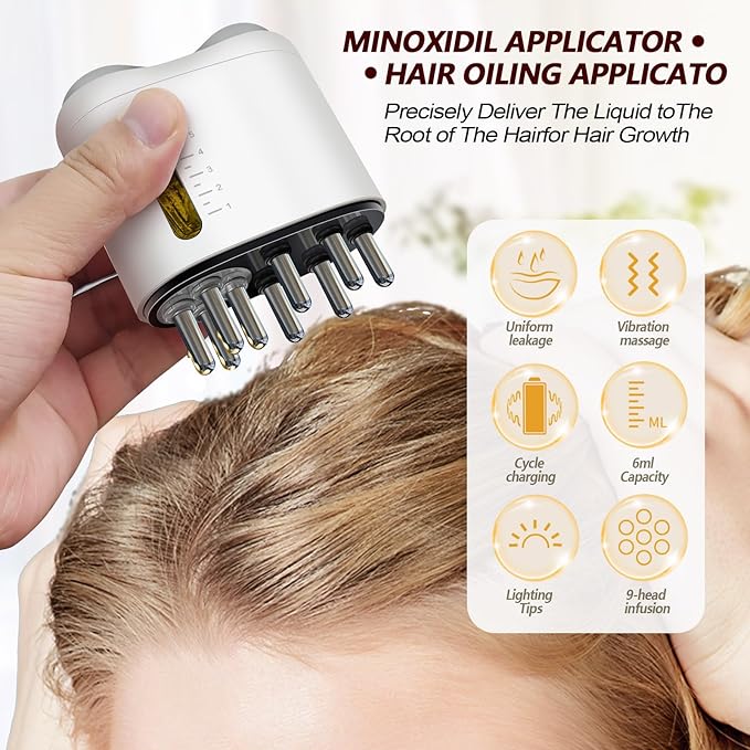 Minoxidil Applicator, Hair Oiling Applicator, Root Comb Applicator,Scalp Oil Dispenser, 2-in-1 Hair Growth Oil Applicator and Scalp Massager for Hair Treatment and Growth