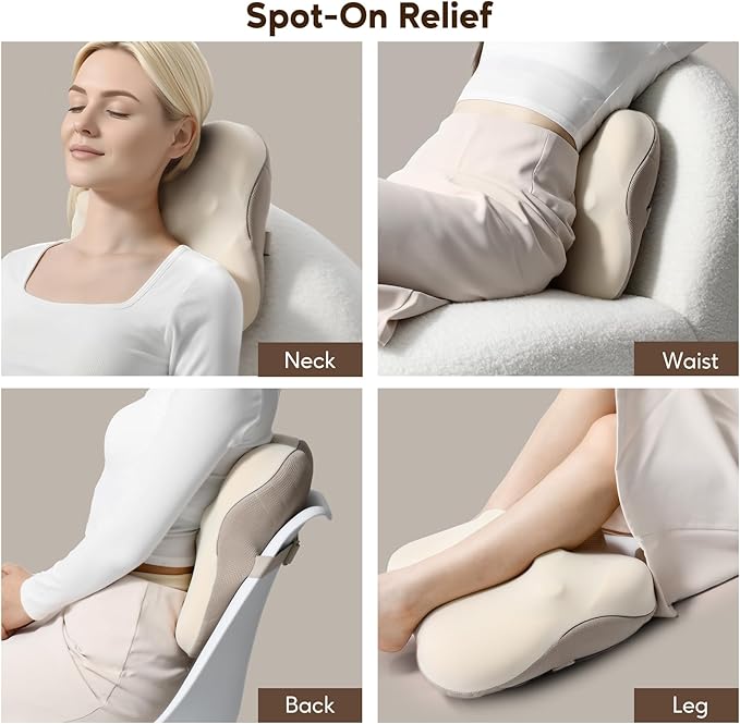 arboleaf Back Massager for Pain Relief Deep Tissue, Shiatsu Neck Shoulder Massager with Heat, Cordless Portable for Chair Car Office Home