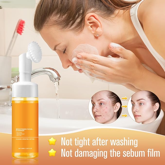 2pcs Turmeric Facial Cleanser, Turmeric Facial Wash, Turmeric Foaming Cleanser for All Skin