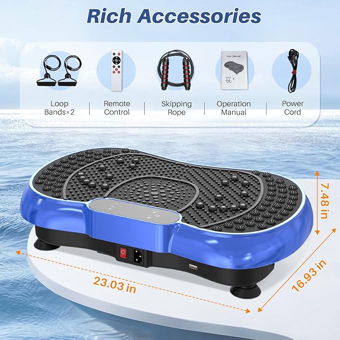 Vibration Plate Exercise Machine for Weight Loss – 100-Speed Platform with Bluetooth Speaker, Remote & Bands, 450 lbs Capacity – Quiet Full Body Workout for Lymphatic Drainage at Home