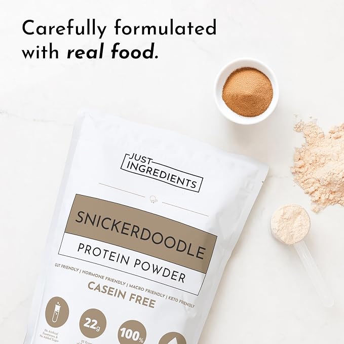 JUST INGREDIENTS Snickerdoodle Protein Powder – 30-Serving Blend with 100% Grass-Fed Whey & Organic Plant Proteins – Cinnamon & Vanilla Flavor – Supports Muscle Recovery, Energy*