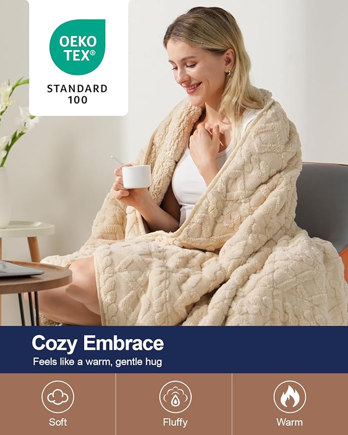Super Fuzzy Soft Sherpa Fleece Weighted Blanket, 15 lbs Dual Sided Fluffy Heavy Weighted Blankets for Adults - No Bunching with Double Layers of Soft Inner Lining (48"x 72", 15 Pounds)