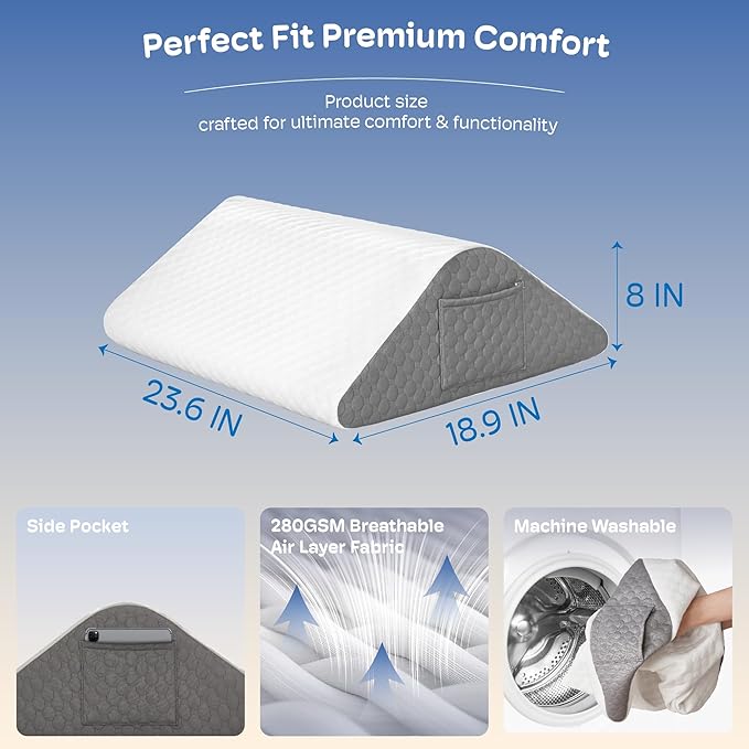 Leg Elevation Pillows for After Surgery Knee Wedge Pillow for Back Pain Relief Sleeping, Leg Wedges for Elevation Swelling Blood Circulation Leg Pillow for Back Hip Knee Ankle Leg Discomfort