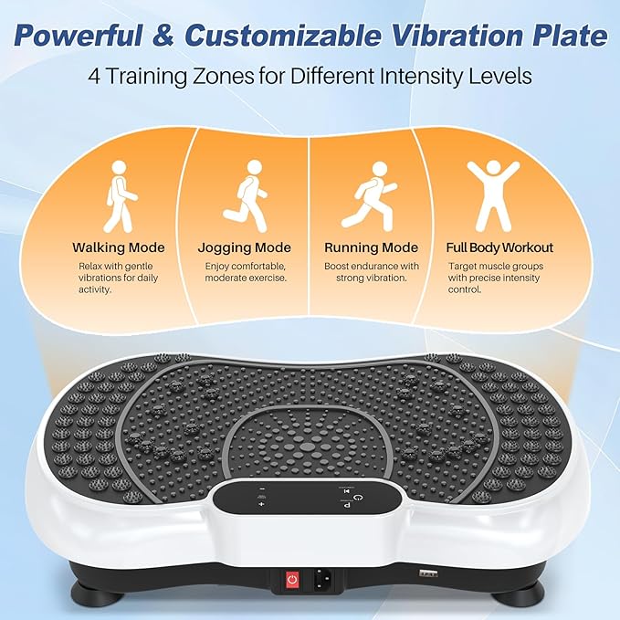 Vibration Plate Exercise Machine for Weight Loss – 100-Speed Platform with Bluetooth Speaker, Remote & Bands, 450 lbs Capacity – Quiet Full Body Workout for Lymphatic Drainage at Home