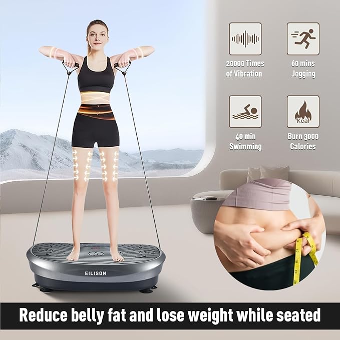 EILISON FITABS 3D Vibration Plate Exercise Machine with Seat - Ocsillation, Pulsation + Vibration Platform, Push Up | Vibration Machine for Lymphatic Drainage, Weight Loss, Recovery