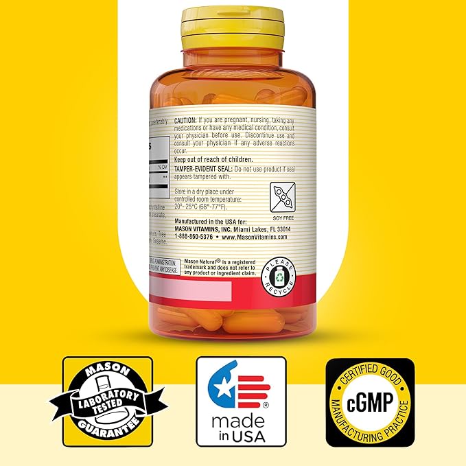 MASON NATURAL Alpha Lipoic Acid 600mg per Serving, Gluten Free ALA Supplement, 30 Capsules