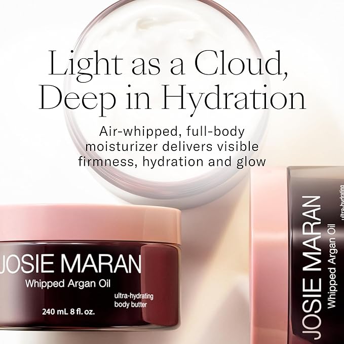 Josie Maran 4 Piece Whipped Argan Oil Body Butter - Skin Firming Cream with Whipped Shea Butter, Avocado Oil & Fatty Acids - Cruelty-Free Skincare - (4 oz)