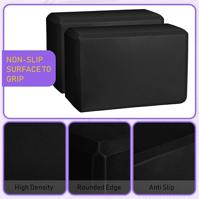Wettarn 6 Pack Yoga Blocks 9 x 6 x 4 Inch Eva Foam Lightweight Non Slip Yoga Props for Yoga Pilates Stretching Meditation