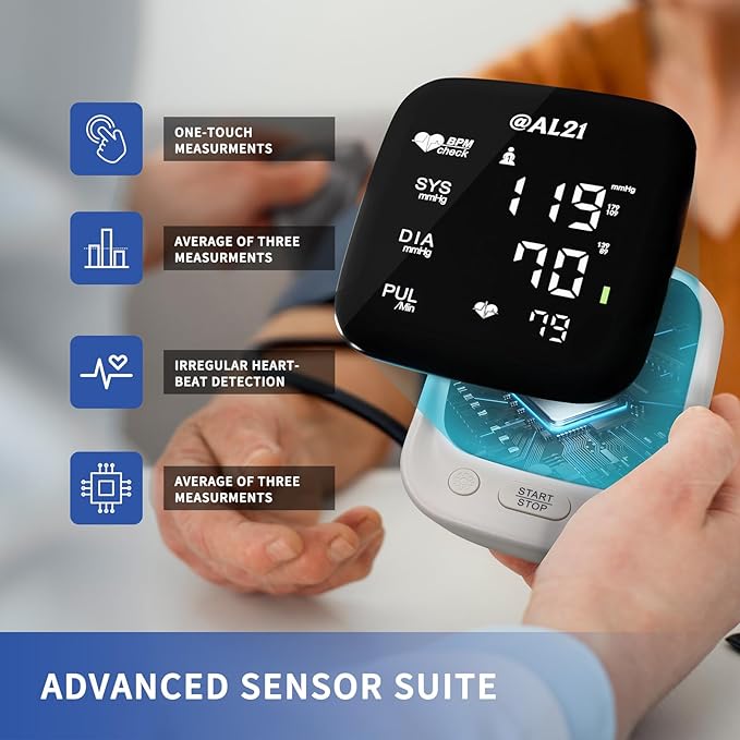 Blood Pressure Monitor for Home Use, Upper Arm Digital Accurate and Portable Blood Pressure Monitor with Large Cuff, Heart Rate Monitor, Clear LED Display, Memory Function for 2 Users