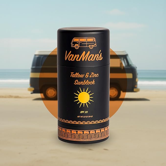 Vanman Tallow and Zinc Sunblock Stick - Mineral Sunscreen with Non-Nano Zinc Oxide - Sunstick Made with Grass Fed Beef Tallow for Face & Body Protection