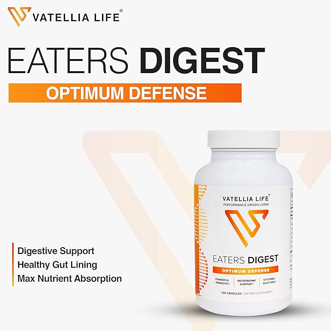 Vatellia Life New from Eaters Digest | Prebiotic | Probiotic | Digestive Support | Gut Soothing | Healthy Gut Lining | Max Nutrient Absorption | 120 Capsules (60-Day Supply)