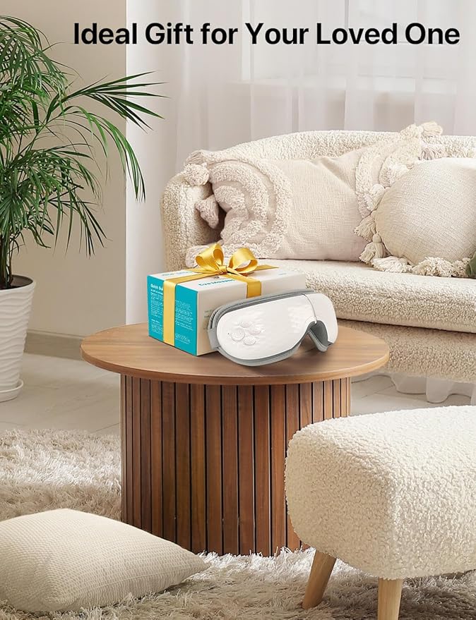 ALLJOY Eye Massager with Heat and Cooling, Birthday Gift for Women/Men, Bluetooth Music Sleep Mask for Migraine Relief,Eye Strain, Dark Circles & Dry Eyes
