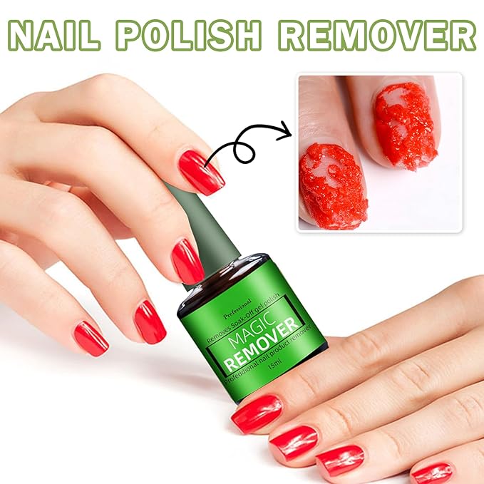 Magic Remover Gel Polish,2PCS Gel Nail Remover,Professional Gel Remover for Nails,Quickly and Easily Removedor de Esmalte Gel (15ML)
