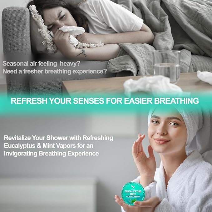 Shower Steamers Aromatherapy 6 Pack - Breathe Easy & Relaxation with Eucalyptus Menthol Essential Oils, Long Lasting Organic Shower Bombs, Christmas Stocking Stuffers for Women Men, Self Care Gifts