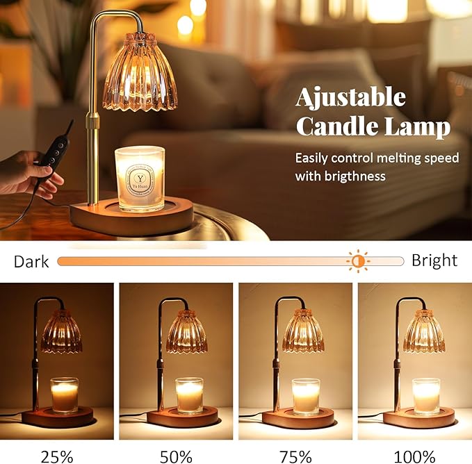 Candle Warmer Lamp with Timer Dimmer Adjustable Height for All Size Jar Candles, Electric Candle Warmer for Wax Melts for Mother in Law Gifts,Birthday Gifts & Home Decor Gifts for Women