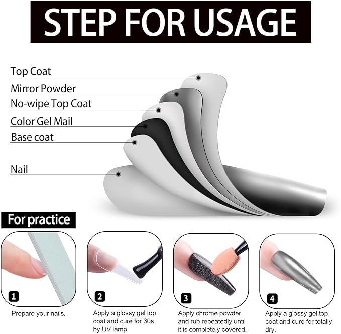 Artdone Chrome Nail Powder, Silver Iridescent Aurora Powder Metallic Mirror Effect Pigment Pearlescent Mermaid Pigment Pearl Glitter Dust Kit, Nail Art Decoration, Resin Craft