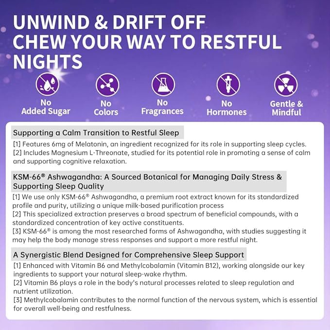 WITYWAYS Melatonin Sleep Gummies for Adults - Fast-Acting 20 Minute Sleep Aid with Ashwagandha KSM-66 & L-Theanine, Sugar-Free Plant-Based Sleep Support, 60 Chewables for Restful Nights (2)
