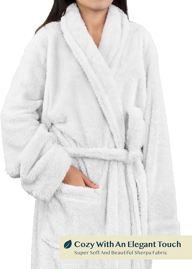 PAVILIA Premium Womens Plush Soft Robe Fluffy, Warm, Fleece Sherpa Shaggy Bathrobe