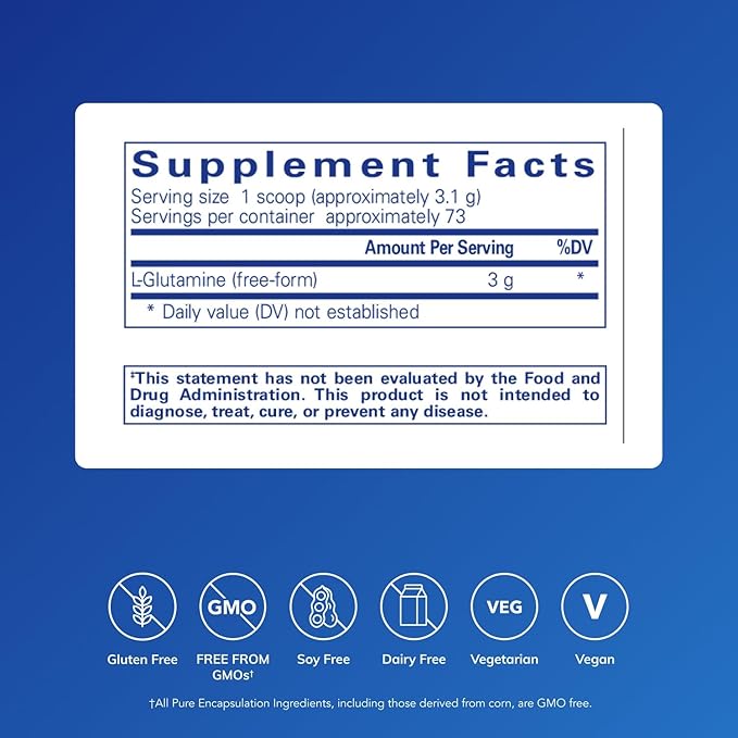 Pure Encapsulations L-Glutamine Powder - Supplement for Immune and Digestive Support, Gut Health and Lining, Metabolism, and Muscle Support* - with Pure Free-Form L-Glutamine - 8 Ounces