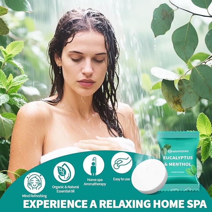 Shower Steamers Aromatherapy 8 Pack Christmas Stocking Stuffers for Teen Girls Women Men, Organic Eucalyptus & Menthol Essential Oil, White Elephant Gifts Spa Relaxing, Travel Essentials Aromatherapy