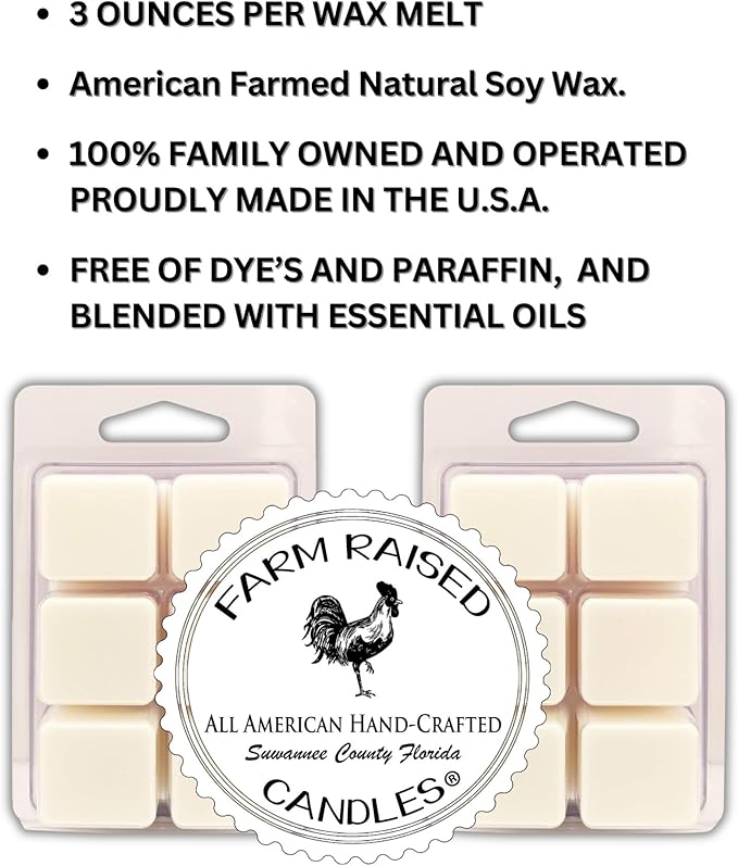 Farm Raised Candles – Pumpkin Spice Wax Melts 2-Pack | Fresh from The Farm Soy Wax Melts | 6 oz Total (Two 3 oz Clamshells, 12 Cubes) | Hand-Poured Autumn Scent for Wax Warmers