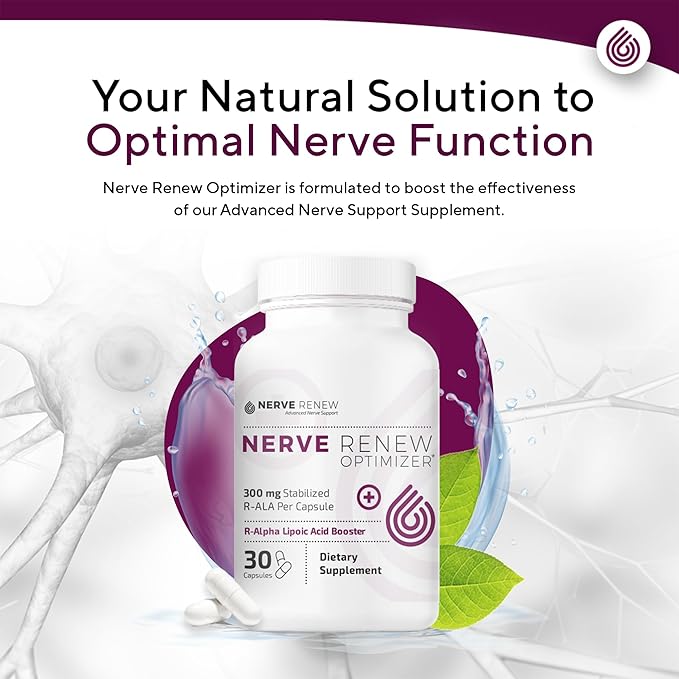 NERVE RENEW Optimizer, 3 Pack (90 Capsules) - 300 mg Stabilized R-Alpha Lipoic Acid per Capsule for Natural Nerve Discomfort Support - Fast Absorption - Safe and All Natural