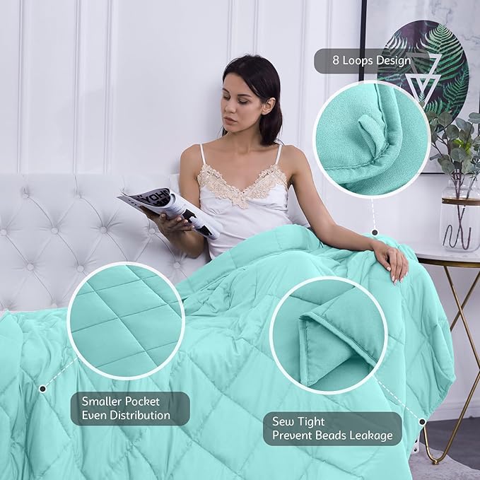 L'AGRATY Weighted Blanket - 48"x72" 20lbs Cooling Breathable Heavy Blanket Microfiber Material with Glass Beads for Adult All-Season Summer Fall Winter Soft Thick Comfort