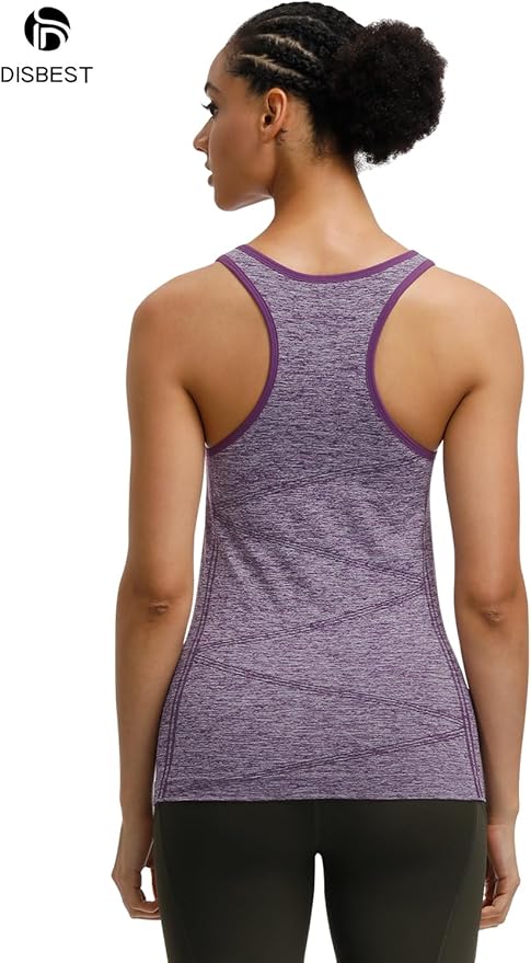Disbest Yoga Tank Top, Women's Performance Stretchy Quick Dry Sports Workout Running Top Vest with Removable Pads
