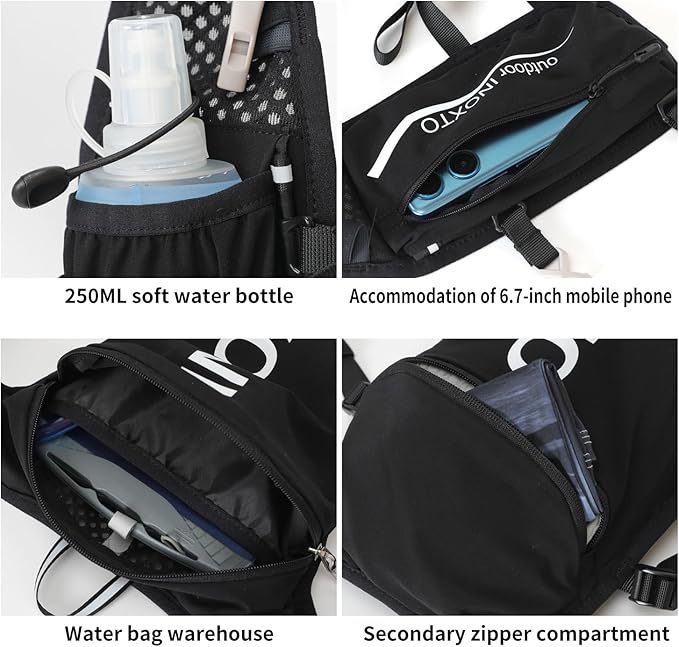 INOXTO Running Hydration Vest Backpack,Lightweight Pack with 1.6L Water Bladder Hydration Backpack Daypack for Hiking Trail Running Cycling Race Marathon for Women Men