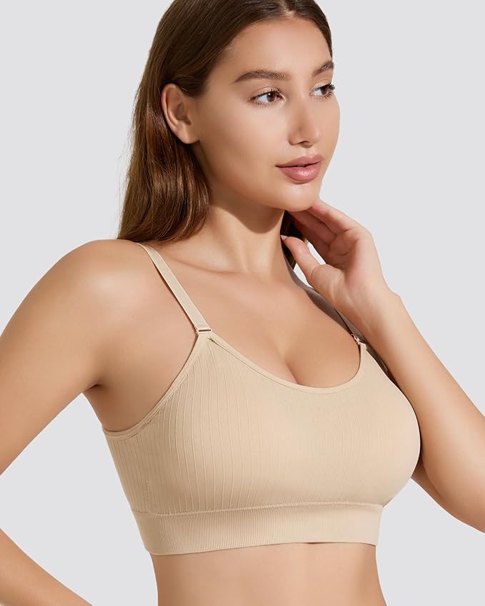 Padded Bralette Sports Bras for Women Pack No Underwire Adjustable Straps Low Back Bra Sleep Bras Lounge Bras for Women