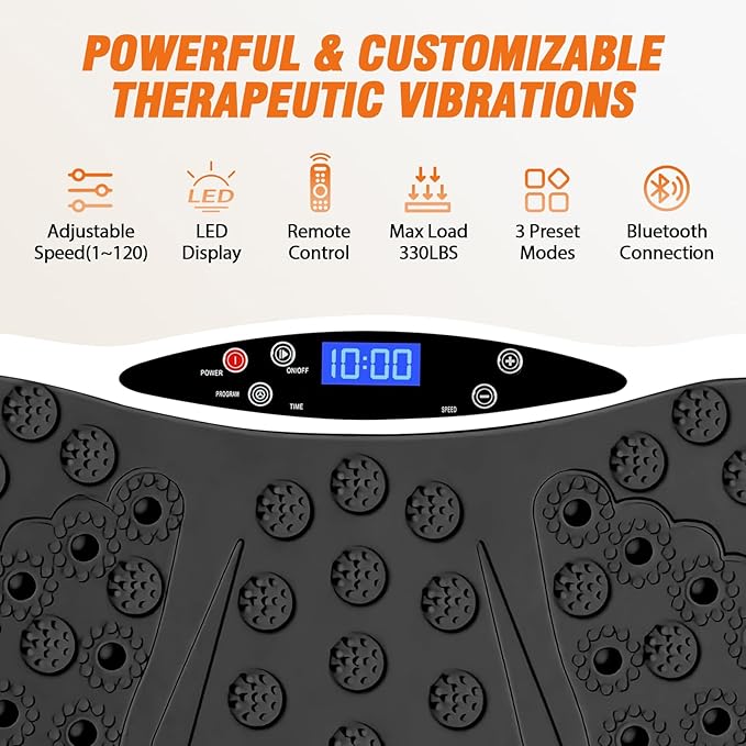 ALSO GO Vibration Plate Exercise Machine, 120-Level & 3 Workout Modes Vibration Board for Weight Loss/Lymphatic Drainage, 400lbs Capacity with Resistance Bands, Full Body Platform for Home Fitness