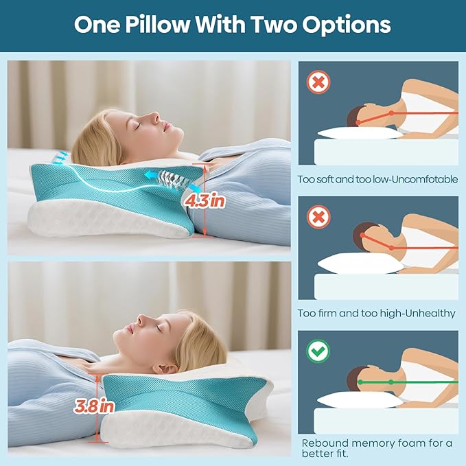 Cervical Pillow for Neck & Shoulder Pain Relief Sleeping - Ergonomic Contour Pillows - Memory Foam Pillow for Side, Back & Stomach Sleepers
