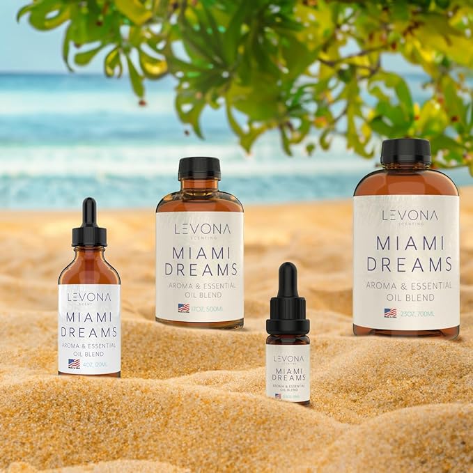 Levona Scent Essential Oils for Diffusers for Home: Miami Dreams Hotel & Home Luxury Scents Fragrance - Aroma Oil with Notes of Bergamot Oil & Pine Essential Oil -10 Ml Scented Oils for Diffuser