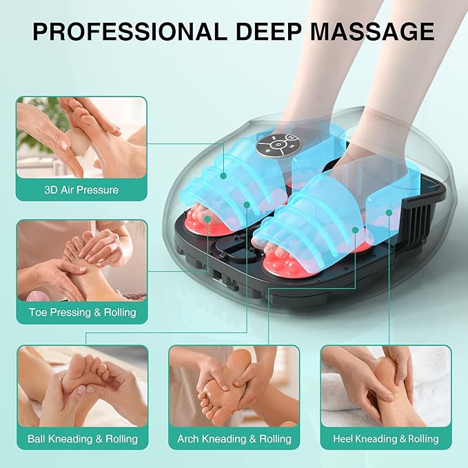 Medcursor Foot Massager with Heat, Shiatsu Deep Kneading Machine, Multi Air Compression Intensity, Smart APP Mobile Remote Control and Foot Massage Relax for Home and Office Use, Gifts for Women Mom