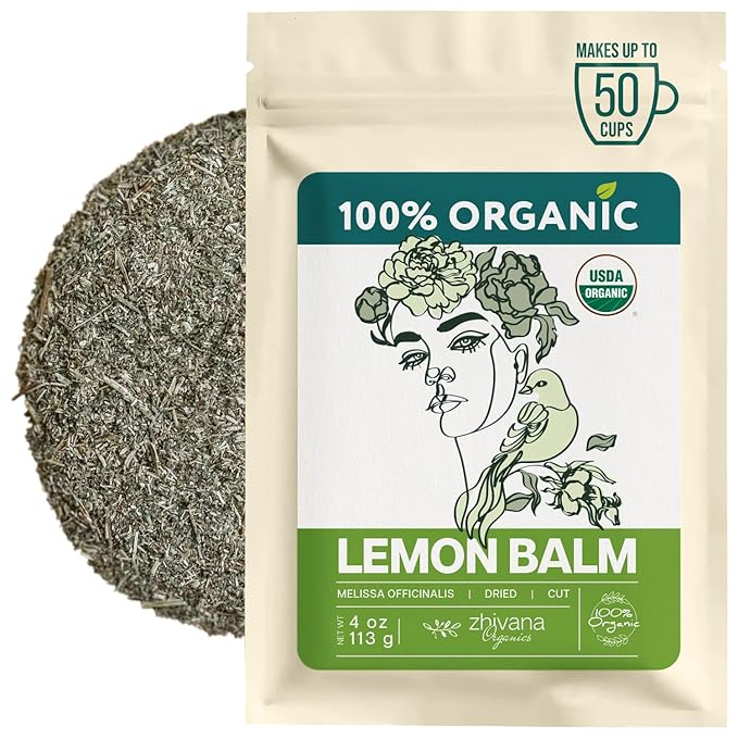 Lemon Balm Tea Organic - Lemon Balm Herb Loose Leaf - Melissa Tea, Tolonjil Tea Organic โ- Anti-Stress, Sleep, Blood Pressure, Digestion - 4 Oz