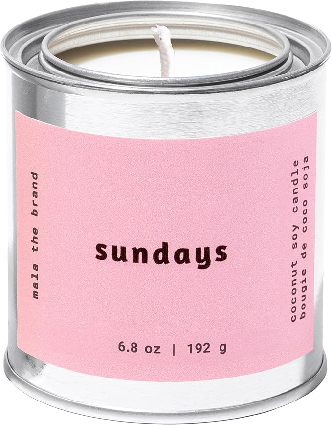MALA Sundays Apricot Sandalwood & Lavender Candle for Home – Vegan Soy Aromatherapy – 45-Hour Clean Burn – Organic Non Toxic Candles – Calm Room Decor – 6.8 oz