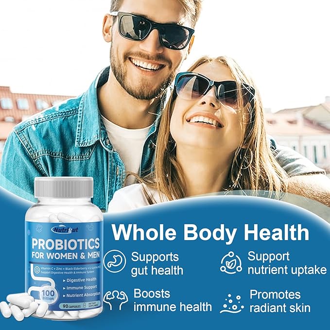 Probiotics for Women-Men Digestive Health with 100 Billion CFUs, Womens-Mens Probiotics for Gut Health and Immune Support with Prebiotics, multivitamin, 90 Veggie Caps (45 Days Supply)