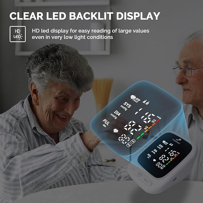 Blood Pressure Monitor Upper Arm Automatic Talking Blood Pressure Cuff, Rechargeable Blood Pressure Monitors for Home Use, Digital Led Display Adjustable 8.7"-16.5" Large Bp Cuff Dual User Model